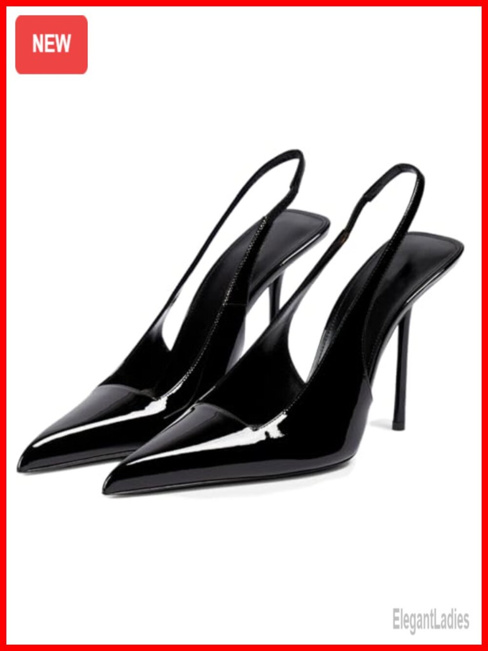 Pointed Toe Stiletto Slingback Heels Faux Leather Dress Pumps